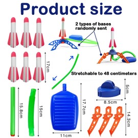 PVFZXS Pack of 7 Rocket Toys for Children, 6 Foam Rockets and 1 Launcher Pad, Launch Up to 100+ Ft, Birthday Gift Toy for Children, Boys, Girls, Age 3, 4, 5, 6 + Years Old