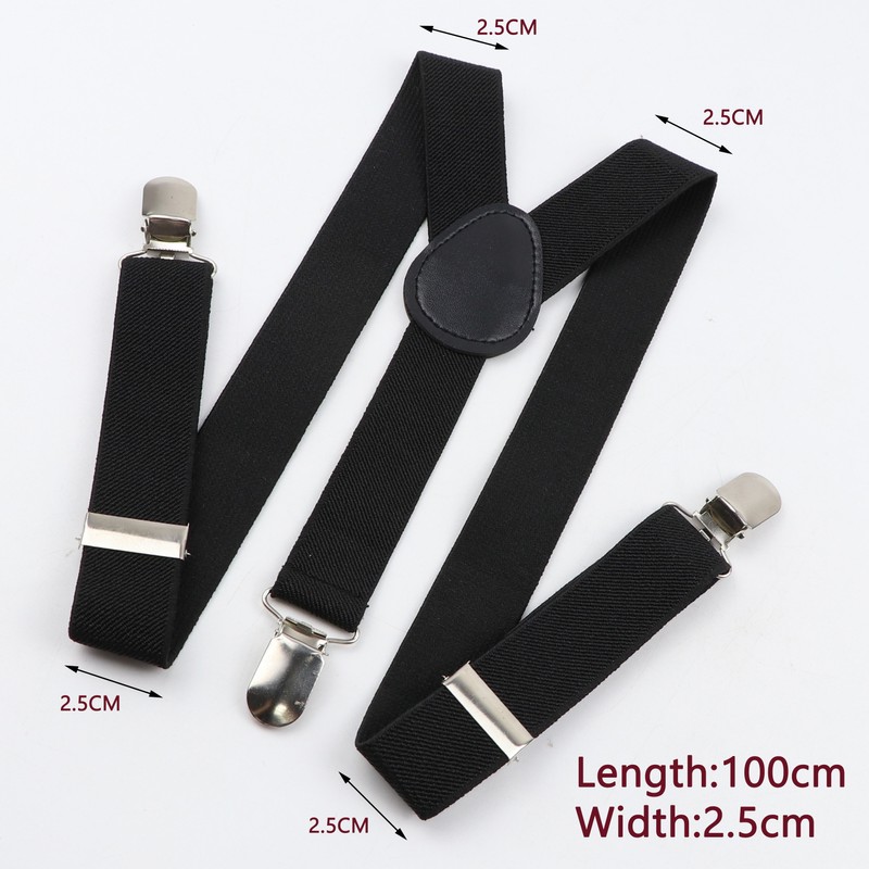 Adjustable Solid Color Polyester Suspenders for Adult Pants, Shirts and