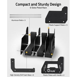 CVLIFE Pistol Rack for Gun Safe Foam Indoor Pistol Rack Handgun Stand for Gun Cabinet Accessories Storage Organizer 6 Slots