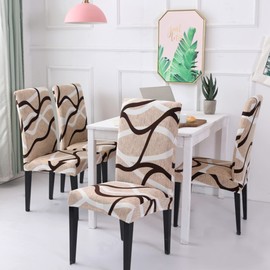 HZDHCLH Chair Covers Slipcovers 4/6 PCs Stretch Removable Washable Short Dining Chair Protector Cover Seat for Hotel,Dining Room,Ceremony(Khaki/Coffee, 6 PCS)