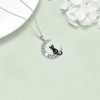 POPLYKE Cat Necklace Sterling Silver Black/White Heart/Moonstone/Crystal Irish Jewellery Gifts