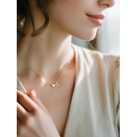 PROSILVER Heart Necklaces for Women Gold Initial Pendant Necklace Dainty Gold Plated Letter C Necklace Womens Charm Chain Trendy Jewelry for Women