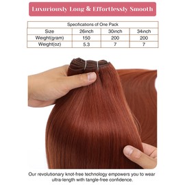 30 Inch Orange Copper Brown Hair Extensions for Thin Hair 200g Long Straight Weft Sew in Bundles Synthetic