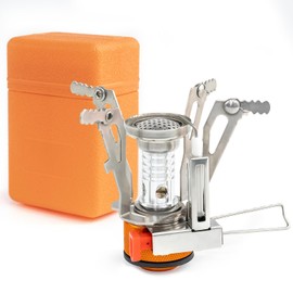 ASSRECT Camping Gas Stove, Portable Windproof Backpacking Stove with Piezo Ignition, Foldable Lightweight Mini Cooking Burner with Carry Case for Outdoor Hiking Trekking Picnic Fishing