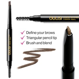 Maycharm Dual-Ended Eyebrow Pencil with Spoolie Brush - Ultra-Fine Tip Waterproof Eyebrow Definer, Long-Lasting Natural Matte Finish (Dark brown)