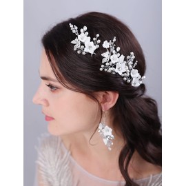 JWICOS Flower Bridal Wedding Hair Pins Pearl Bride Headpiece Hair Accessories for Women and Girls(Pack of 3)