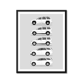 Idea Network History of Dodge Durango Print Wall Art Handmade Decor of Dodge Durango SRT Hellcat Generations History Evolution 17x22" (Unframed) Metallic Print