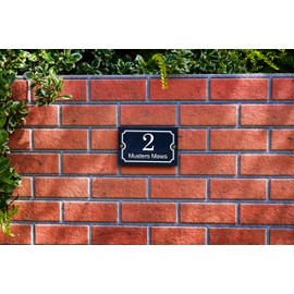 Badgemaster Modern Anthracite House Number Sign Plaque Stainless Steel Standoffs 20cm x 13cm Chamfered Border