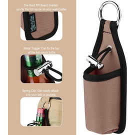 Beautyflier 2oz/60ML Hot Sauce Sleeve Holder, Portable Bottle Belt Holder for Tabasco Hot Sauce, Sriracha Hot Sauce, for the Hot Sauce Lover, Hot Sauce Not Included (Light Brown+Orange)