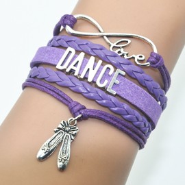 Vikitoriously Dance Bracelet Dancing Infinity love Belly Ballroom Just Dance Charm Bracelet For Adult Dancer, Dance Mom, Dance Teacher, Dance Lovers (Purple)