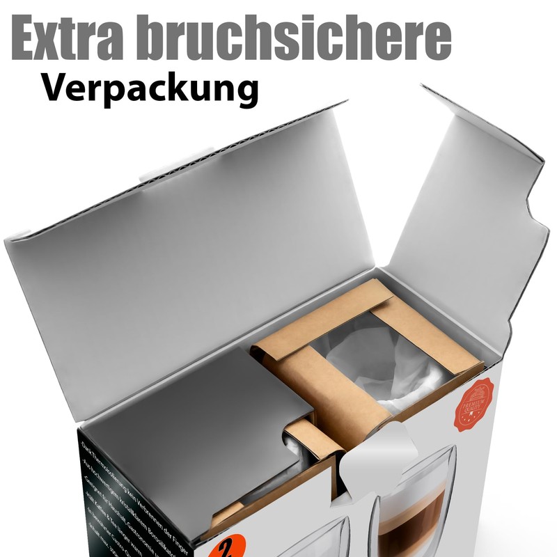 BigDean Pack of 4 Double Walled Latte Macchiato Glasses 300ml