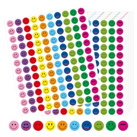 7200 PCS Happy Smiley Face Stickers Colorful Small Happy Face Sticker Round Classroom Behavior Incentive Chart Stickers for Classroom Management Teacher Student Reward Supplies (Colorful)