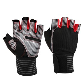 Half Finger AntiSlip Fitness Gloves Weight Lifting Sport Gloves with Wrist Support