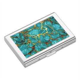 Rimilak Metal Credit Card Holder, Mini Credit Card Wallet RFID Blocking Slim Metal Hard Case for Women Men, Gold Green