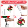 Tigeen 6 Sets Artificial Cemetery Flowers with Vase 54 Heads