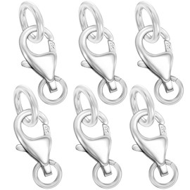Qulltk 925 Sterling Silver Lobster Clasp with Closed Jump Rings,Necklace Clasps and Closures Lobster Claw Clasp Suitable for Jewelry Making Findings and Bracelets