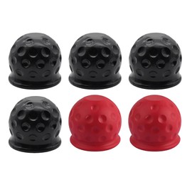Anlising 6 x Towing Hitch Cover, Towing Hitch Protective Cap, Ball Cover for Towing Hitch Protection, Trailer Hitch Cap, for Trailer, Truck, Motorhome (Black, Red)