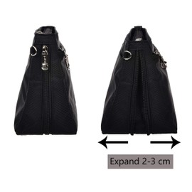 SHINGONE Nylon Handbag Organiser with Zip, Women's Bag Organiser, Travel Cosmetic Bag, Tote Organiser Bag in Bag, Black, Large, black