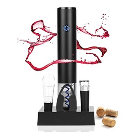 FAVIA Electric Wine Opener Automatic Corkscrew Wine Bottle Opener with Foil Cutter Rechargeable Wine Opener for Wine Lovers (Black)