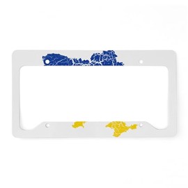 CafePress Ukraine Flag and Map License Plate Holder Aluminum License Plate Frame, License Tag Holder
