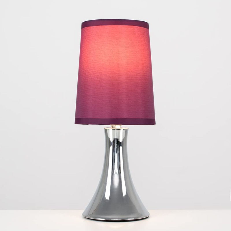 MiniSun Small Modern Chrome Trumpet Touch Table Lamp with Purple