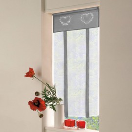 SIMPVALE 1 x Roman Blind Curtain - Embroidery Roman Blind Shade - Transparent Curtains Tulle Panels Window Cover for Bedroom, Bathroom, Kitchen, Grey, Width 45 cm / Height 90 cm