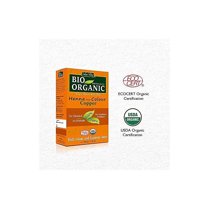 Indus Valley Organic Organic Natural Henna Powder For Hair Dye,