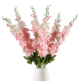 INSUNSIX 6PCS Pink Artificial Flowers 33" Pink Delphinium Silk Flowers Long Stem Fake Pink Flowers for Wedding Centerpieces for Home Tables Party Decor (Pink)