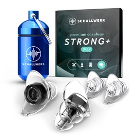 Schallwerk ® Strong+ Daily - Discreet Ear Protection Earplugs - Dampen Noise & Maintains Sound Quality - Transparent Ear Plugs - Ear Plugs Suitable for Music, Everyday Life, Work & Learning