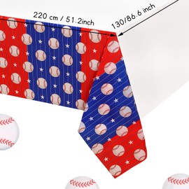 3 Pieces Baseball Tablecloth Baseball Party Decorations Disposable Baseball Table Covers Plastic Baseball Birthday Party Supplies Decorations for Baseball Event Party, 51.2 x 86.6 Inches