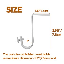 Paquete de 4 soportes para barra de cortina de techo para barra de cortina de 1 pulgada para barra de cortina resistente para sala de estar, recámara, color blanco