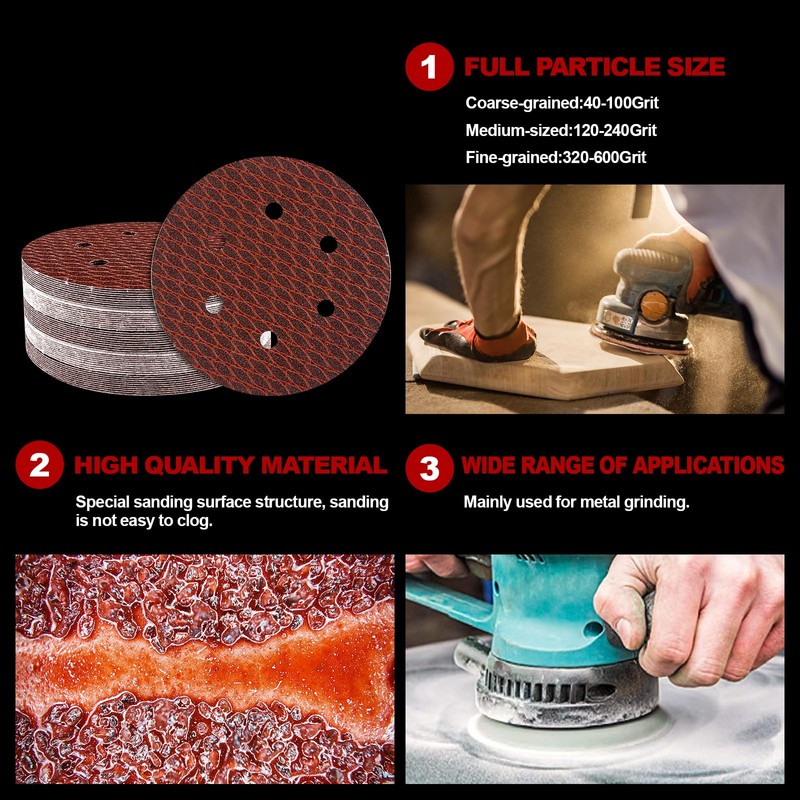 Pack of 50 Sandpaper 150 mm Velcro, 180 Grit 6