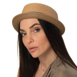 Stetson Licano Toyo Pork Pie Straw Hat for Men – Made of 100% Paper Straw – With UV Protection 40 – Lightweight Summer Hat – With Hat Band & Integrated Sun Protection – Summer Hat Spring / Summer,