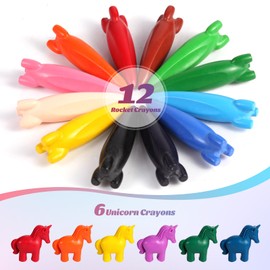 JYPS Crayons for Toddlers, 18 PCS Non Toxic Washable Crayons for Kids Ages 2-4, with Pen Holder, Art Supplies Drawing Coloring Crayon Set, Unicorn Gift for Girls, Back to School