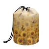 Poceacles Butterfly Sunflower Yellow Drawstring Makeup Bag, Travel Cosmetic Organizer