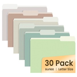 SUNEE File Folders, 30 Pack Manilla Folders 8.5 x 11, Colored File Folders Home Office School Supplies for Documents Files Paper, 6 Morandi Colors