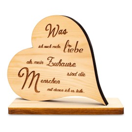 sagl.tirol holzmanufaktur Swiss pine heart on base with engraving (was ich noch mehr Liebe)