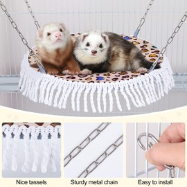 Bienbee Ferret Hammock, Adjustable Guinea Pig Hanging Hammock Washable Ferret Bed Ferrets Cage Accessories for Small Animals Guinea Pig Rat Ferrets Hamster Squirrel Chinchilla Leopard