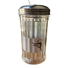 JUST-BUY Sugar Pourer Dispenser Shaker with Stainless Steel Lid and Side Flap Top 12 Oz.