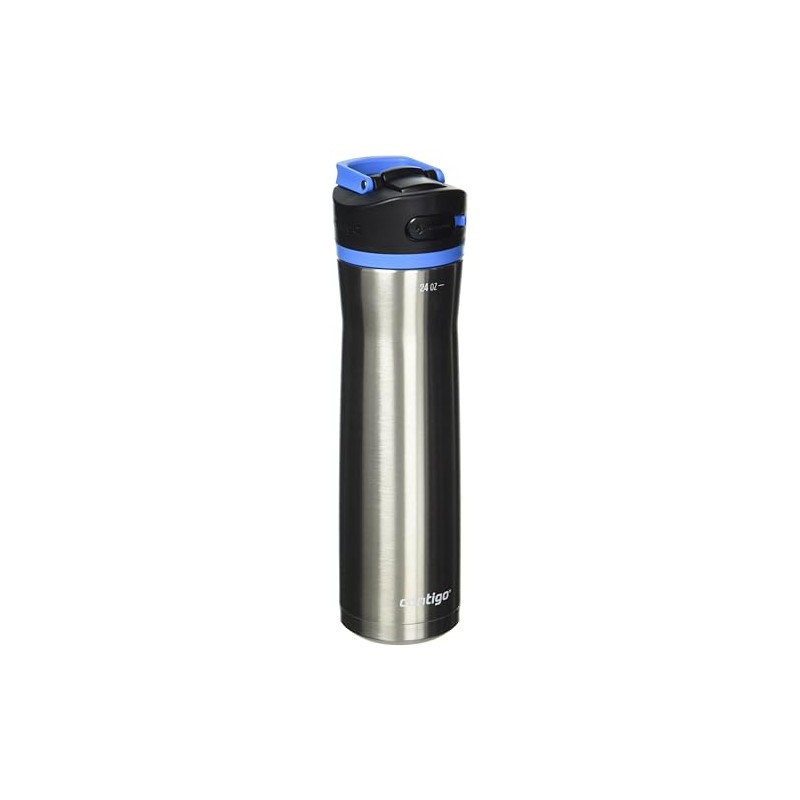 Contigo Ashland Water Bottle, 24 oz, Stainless Steel w/Blue Poppy