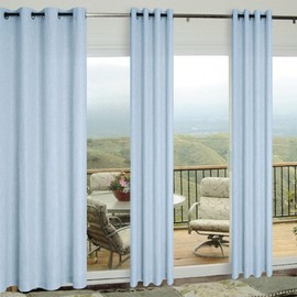 Light Blue Linen Curtains 84 inches Long for Bedroom Grommet Light Filtering Privacy Sheer Baby Blue Curtain Drapes Modern Farmhouse Coastal Decor Cotton Textured Gauze Curtain for Living Room 2 Panel