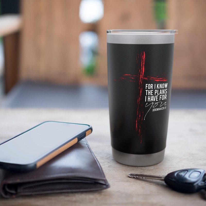 Jeremiah 29:11 Christian Cross Travel Coffee Tumbler 20 oz Stainless