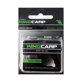 KINGCARP - 20m Spool of Coated HookLink Braid (20lb Breaking Strain Line) Abrasion Restistant Anti Tangle Removeable Skin - For Making Fishing Hook Link Rigs (Weed Green) [13-102001]