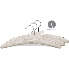 The Great American Hanger Company Satin Padded Top Hanger, Ivory Finish with Chrome Hardware, Box of 24