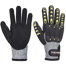 Portwest unisex Anti Impact Cut Resistant Gloves, Grey/Black, Large