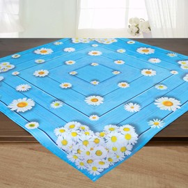 KAMACA Tablecloth Spring Summer Colourful Flowers Washable Kitchen Dining Table Decor Washable Table Decoration All Year Round Square (85 x 85 cm Daisies)