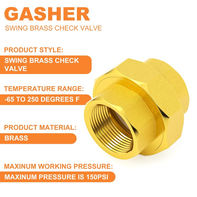 GASHER 1PCS Brass Union，1" Female Cast Pipe Fitting