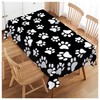 Walmsco Tablecloth Black White dog Paw Decor For Dining Room