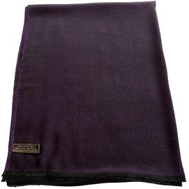 Purple & Black Solid Colour Fringe Design Nepalese Shawl Scarf Wrap Stole Throw Head Wrap Pashmina Hand Made in Nepal CJ Apparel New