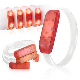 PROLOSO LED Bracelets Red Light Up Wristbands 4 Pieces for Concerts, Festivals, Sports, Parties, Night Events